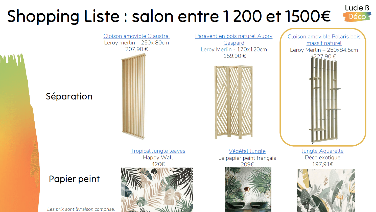 Shopping Liste Alice et Mathieu salon 2
