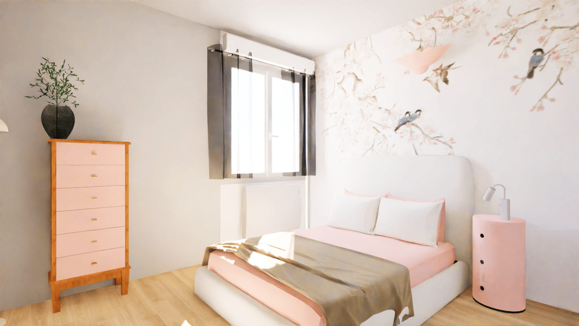 Rendu 3D photoréaliste chambre Annik à Carrières-sur-Seine